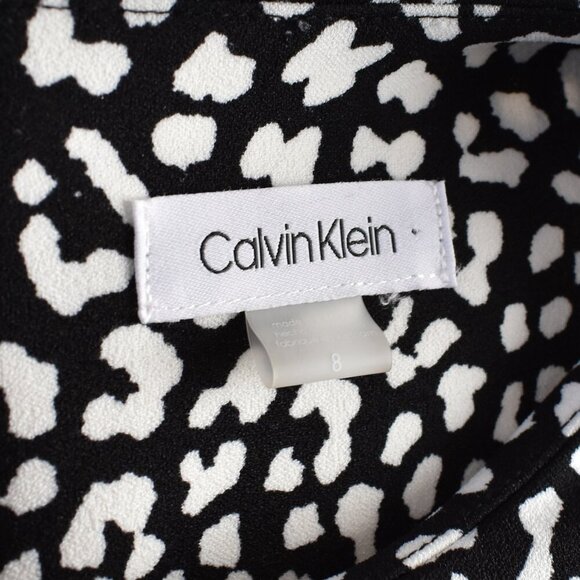 Calvin Klein Leopard Print Tulip Sleeve Sheath Dress - 8 - Picture 10 of 10